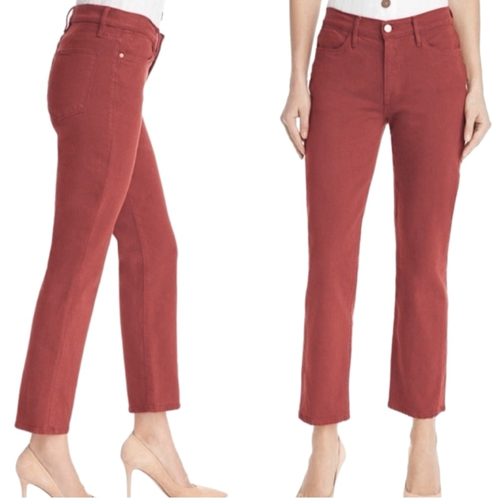 Frame Le High Straight Leg Fired Brick Jean Pant - Picture 3 of 10
